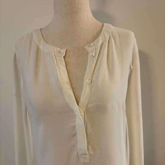 J.Crew Popover Placket Blouse Ivory White Size 6 Long Sleeve Women’s Top - Picture 2 of 13